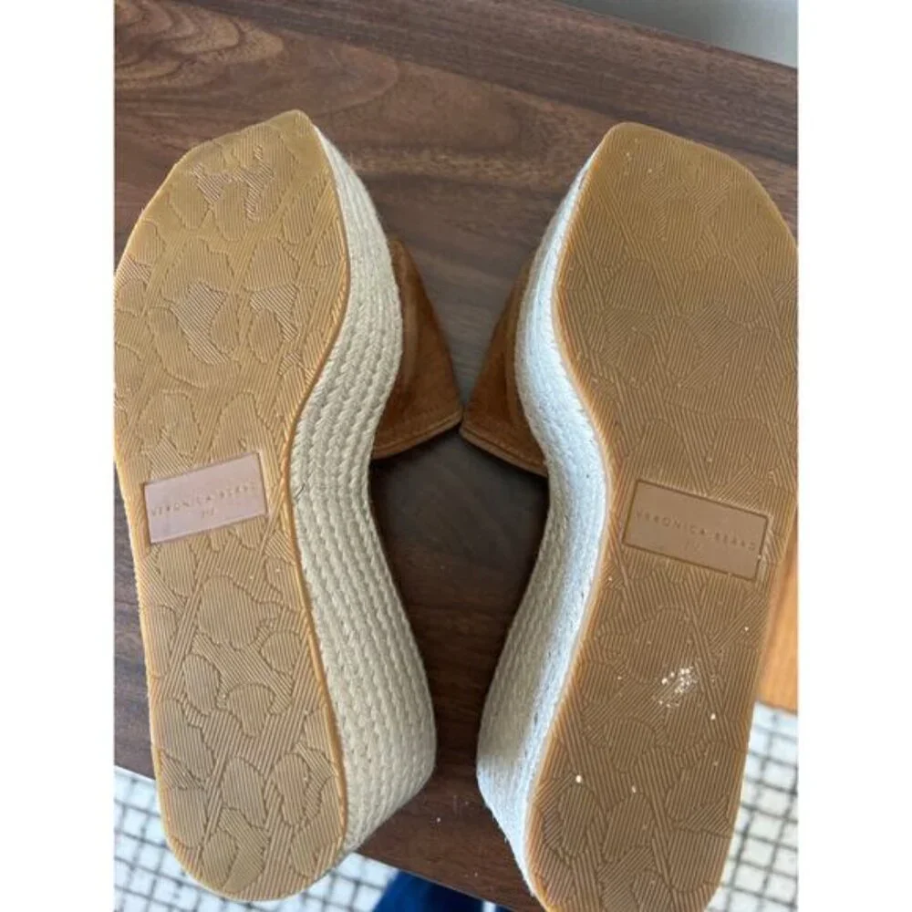 NEW Veronica Beard Gable Suede Platform Wedge Espadrille Cushion Sandals Size:7M